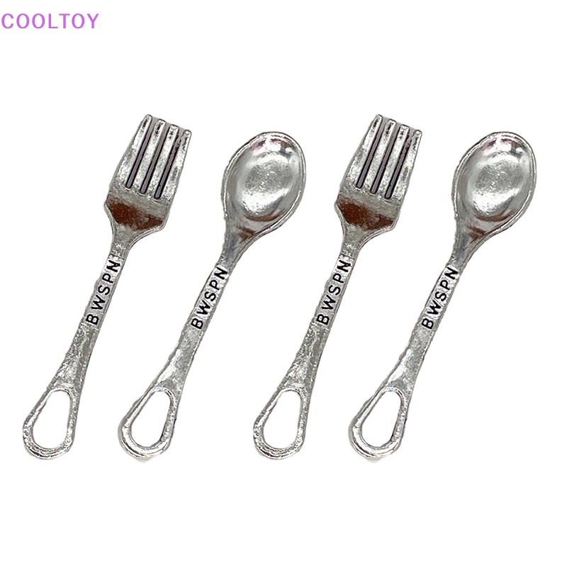 Set 4 Muỗng Nĩa Trang Trí Nhà Búp Bê Tỉ Lệ 1: 6