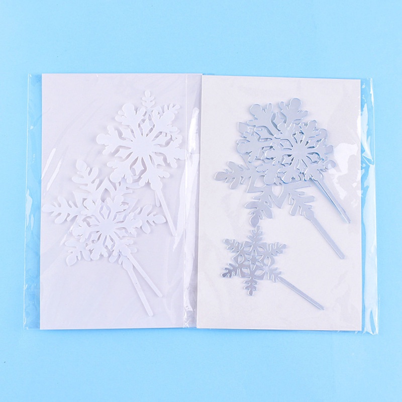 Set 4 Que Cắm Trang Trí Bánh Hình Bông Tuyết Xinh Xắn Thẻ