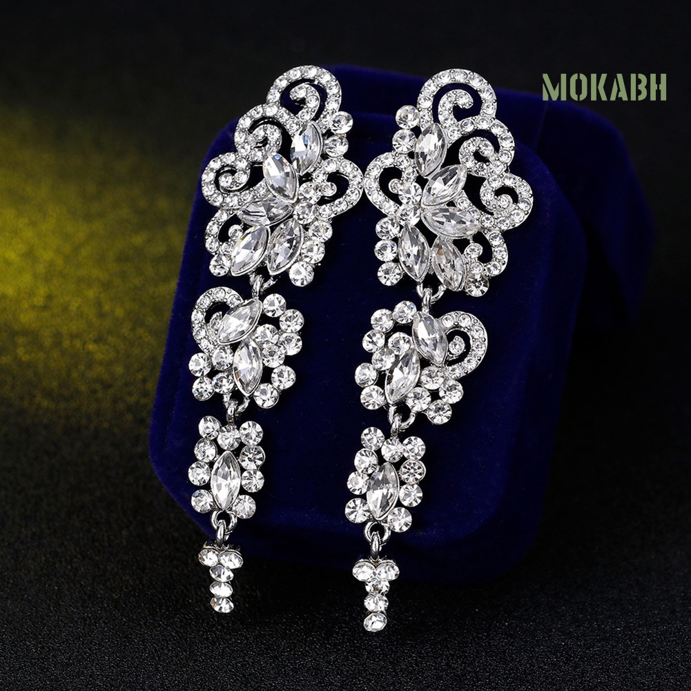 Bông Tai Dáng Dài Đính Đá Thời Trang Sang Trọng Cho Nữ