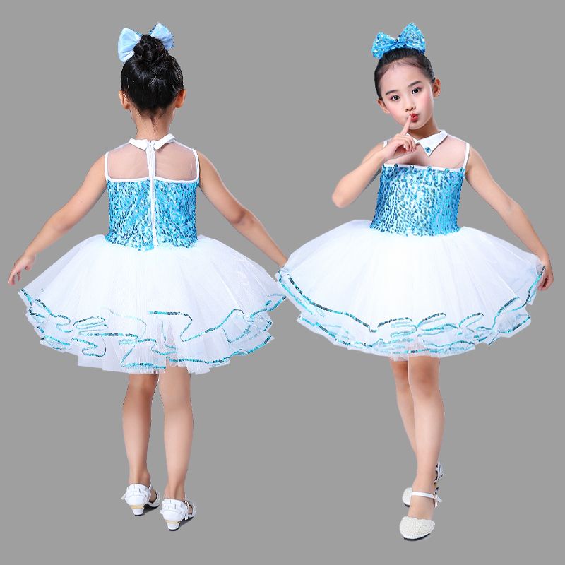 Quần áo trẻ em mẫu giáo váy khiêu vũ cô gái biểu diễn sequined khiêu vũ váy công chúa học sinh tiểu học biểu diễn mặc