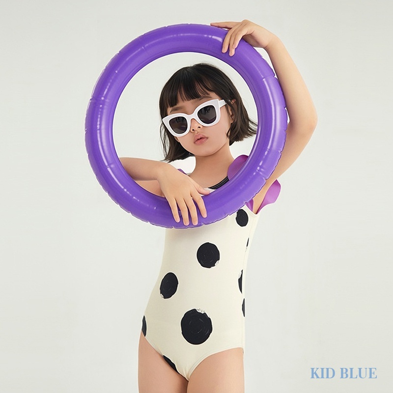 Bộ Đồ Bơi Một Mảnh Cổ Tròn Họa Tiết Chấm Bi Co Giãn Phong Cách Hàn Quốc Thời Trang Mùa Hè Cho Bé Gái