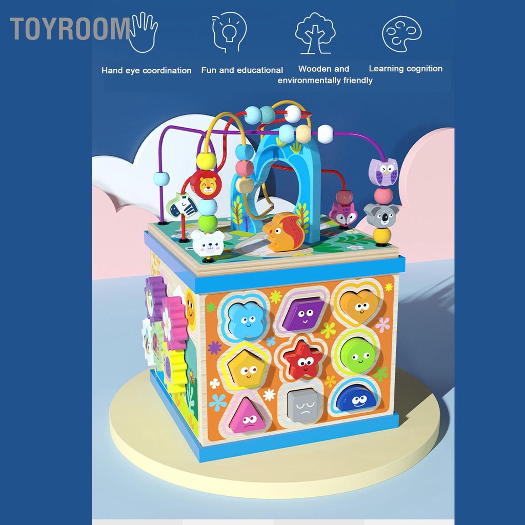 ToyRoom Hoạt Động Bằng Gỗ Cho Bé Khối Lập Phương Đồ Chơi Đa Năng Đính Hạt 8 Trong 1 Trẻ Em Giáo Dục Học Tập Trai Gái