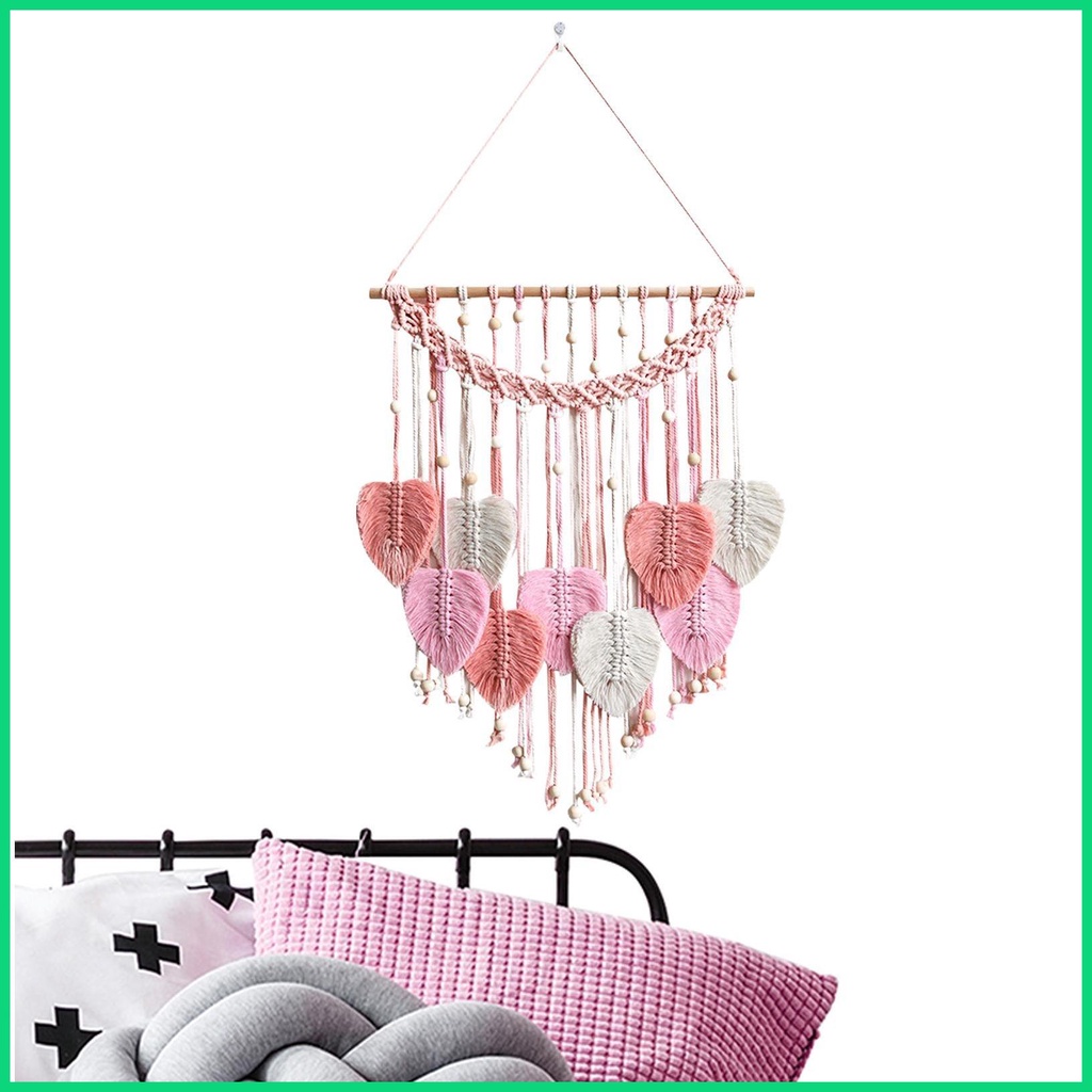 Thảm Dệt Lá Tua Rua Handmade Trang Trí Tường Phong Cách Bohemian