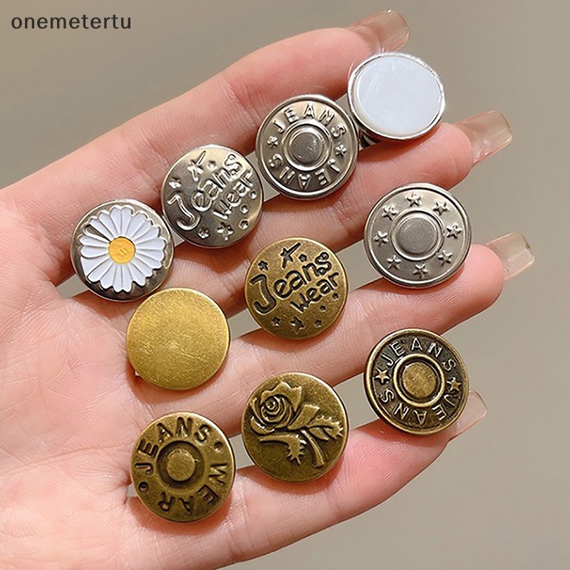 Onemetertu Set 5 Nút Quần Jean Thay Thế 17mm Không Đường May Bằng Kim Loại