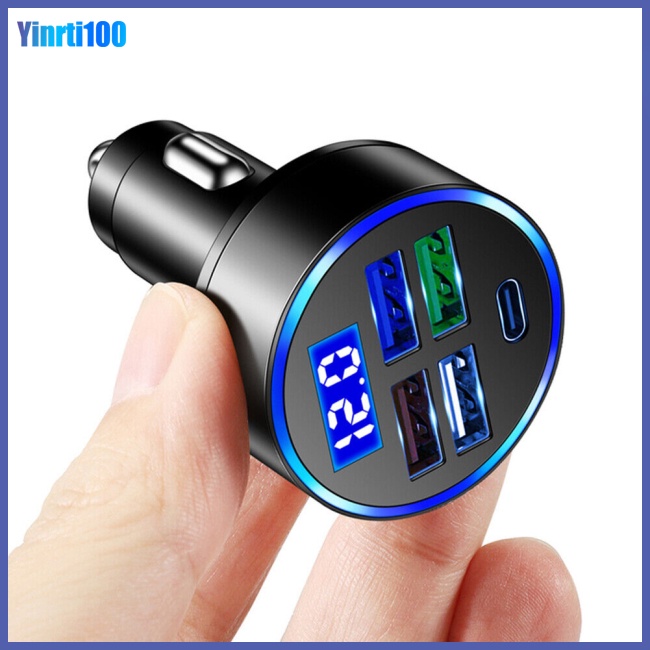 Cục Sạc Nhanh Yinrti 4 Cổng Usb Type-c Màn Hình Led Kỹ Thuật Số Hiển Thị Điện Áp 5 Trong 1 Có Thể Sạc Lại