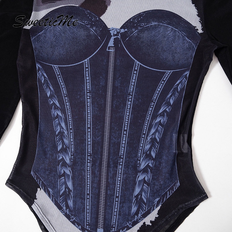 Bộ Áo Liền Quần Tay Dài Dáng Ôm Phối Màu Tương Phản Thời Trang 2023 Cho Bạn Gái