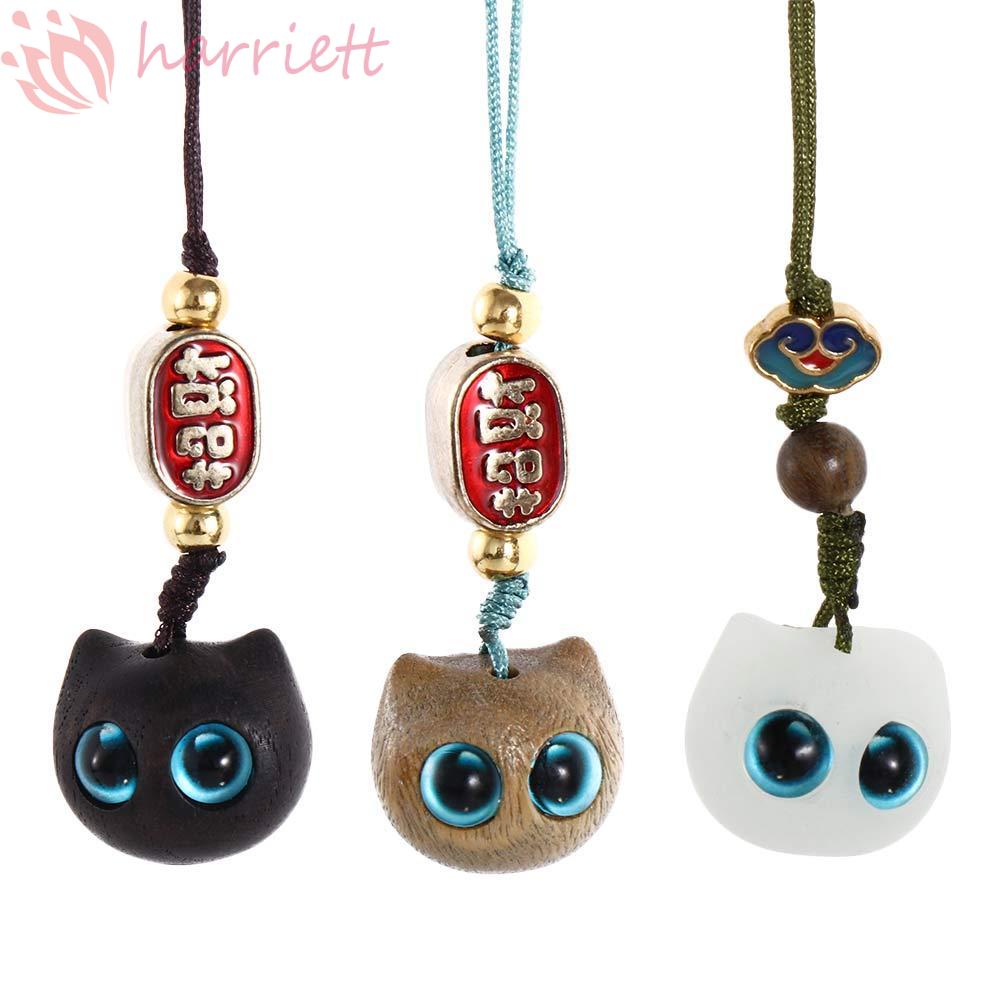 Dây Đeo Điện Thoại Bằng Gỗ Mun Chống Thất Lạc Hình Mèo Dễ Thương