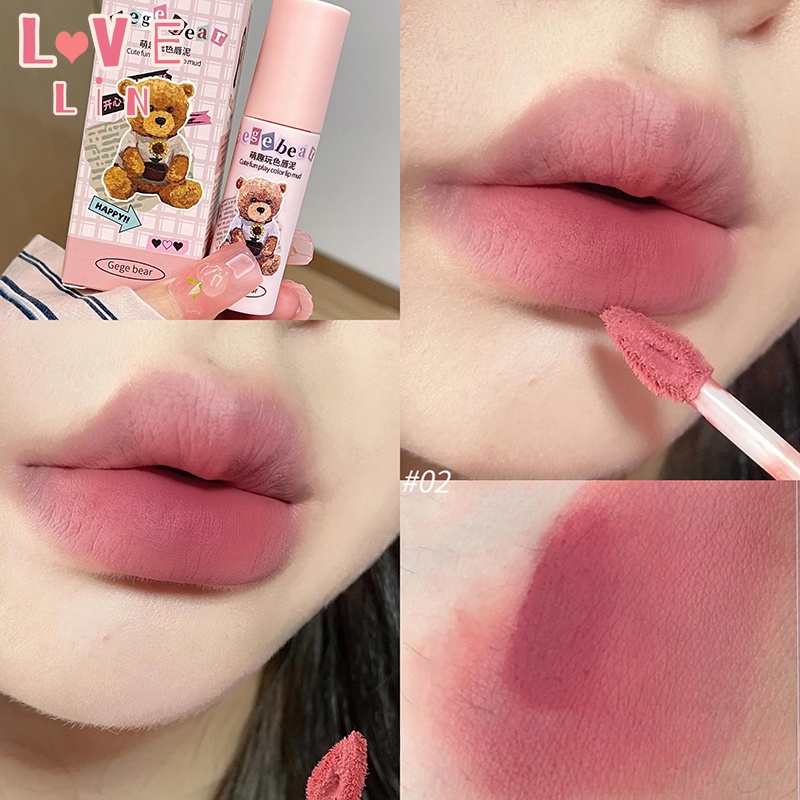 [lovelin] Son Môi Gege bear Go bear Màu Nhung Lì Mềm Mịn Như Nhung Không Dính Cốc