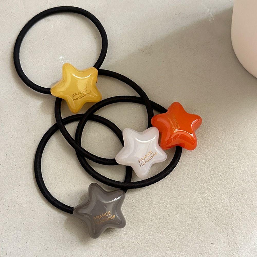 Bộ 2 Dây Cột Tóc Bằng Acrylic Màu Kẹo Ngọt Hình Ngôi Sao Năm Cánh Cho Bé Gái