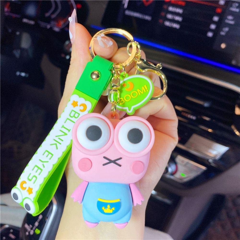 DARNELL Móc Khóa Dạng Bấm Hình Chú Ếch Mắt Gấu Dễ Thương Sáng Tạo Vui Nhộn Phong Cách Hàn Quốc Dành Cho Trẻ Em