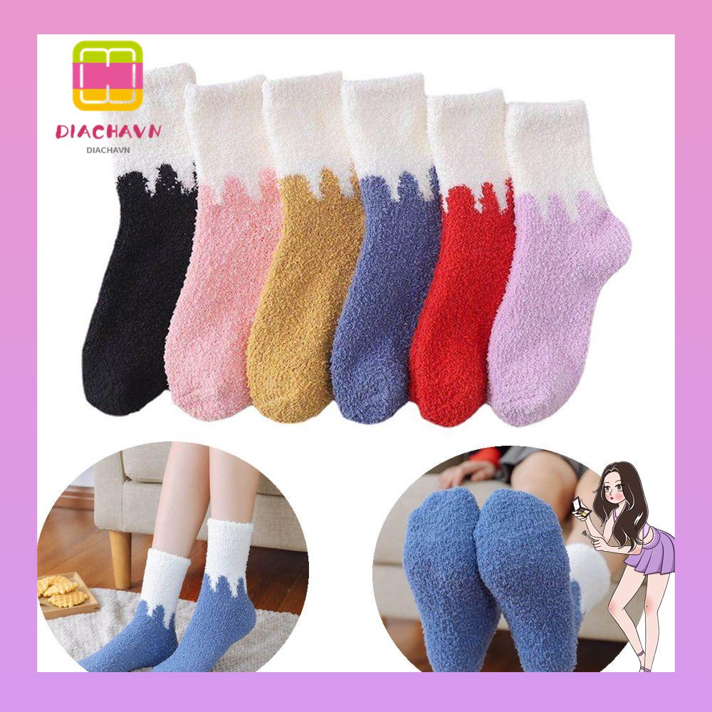 Vớ Lông Cừu San Hô Mềm Mại Giữ Ấm Chân Khi Ngủ Vào Mùa Đông