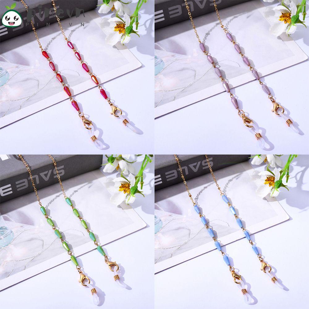 PINEVN Dây Chuỗi Hạt Pha Lê Kim Loại Đeo Mắt Kính