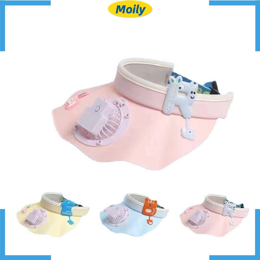 Mũ Lưỡi Trai Chống Nắng Họa Tiết Hoạt Hình Sáng Tạo Có Quạt USB Cho Trẻ Em