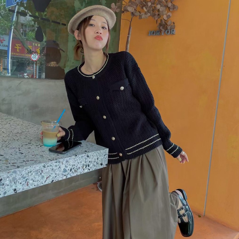 Áo Khoác cardigan Dệt Kim Cổ Thuyền Thời Trang Cho Nữ