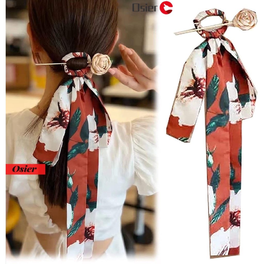 Kẹp Tóc Đuôi Ngựa Lụa Phong Cách Vintage Thanh Lịch 1 Cái Giá Đỡ