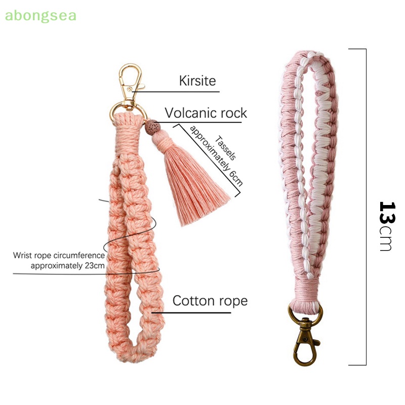 Abongsea Dây Móc Điện Thoại Bằng Cotton Đan Móc Chống Thất Lạc Tiện Dụng DIY