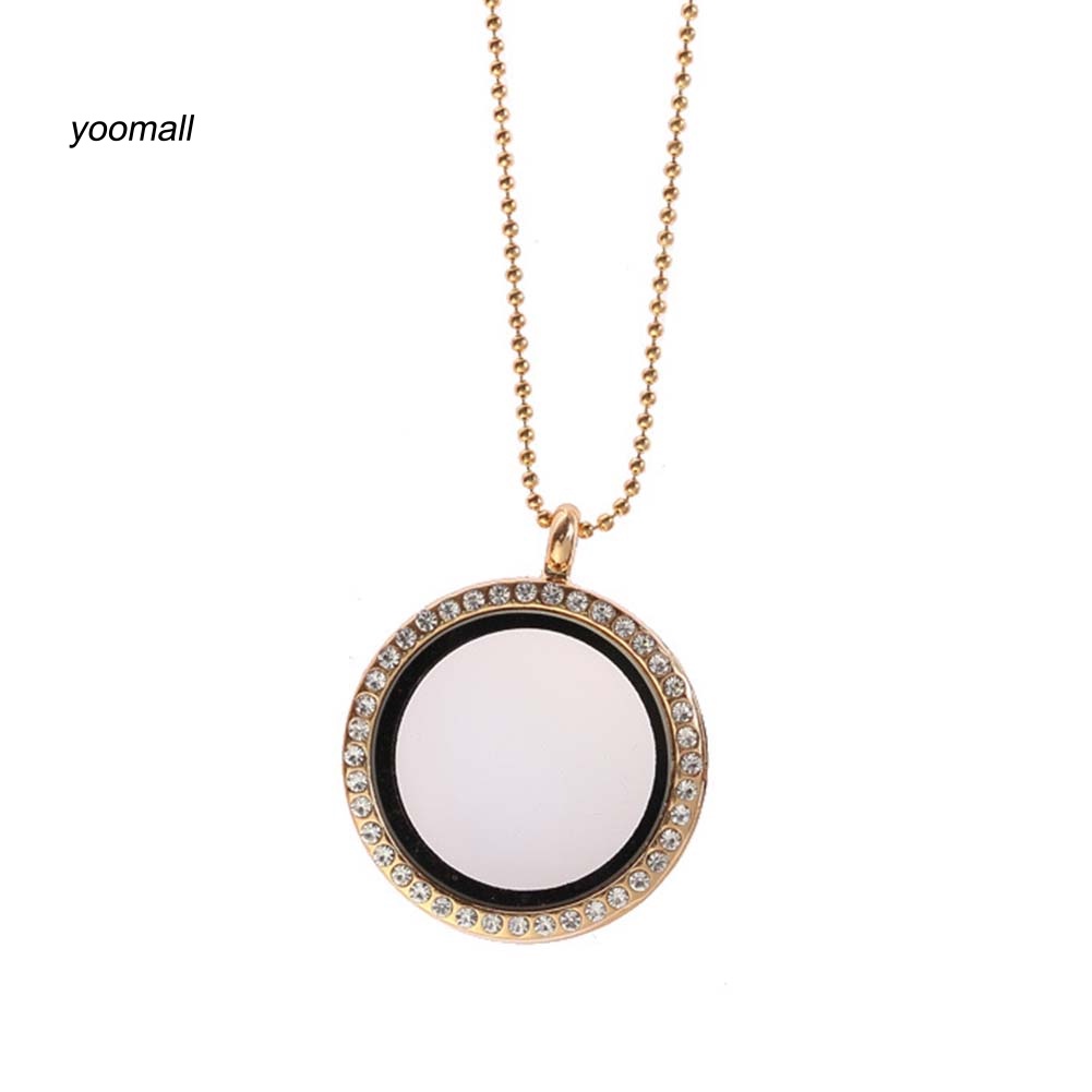 Vòng cổ Mặt Kính Tròn Đính Kim Cương Giả Cho Nữ