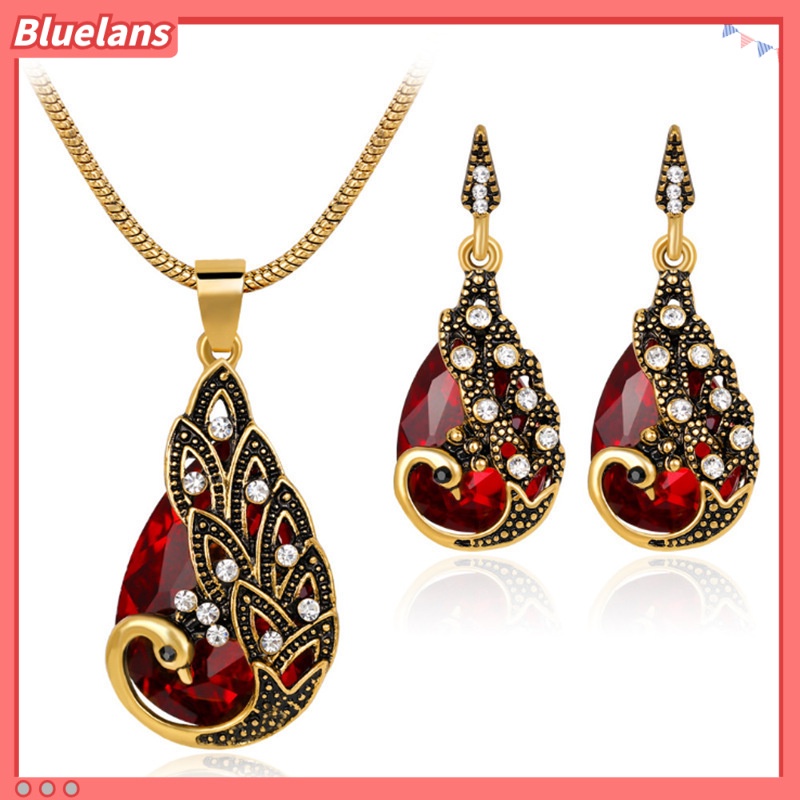 Bộ Trang Sức Hình Chim Công Đính Đá Thời Trang Dành Cho Nữ