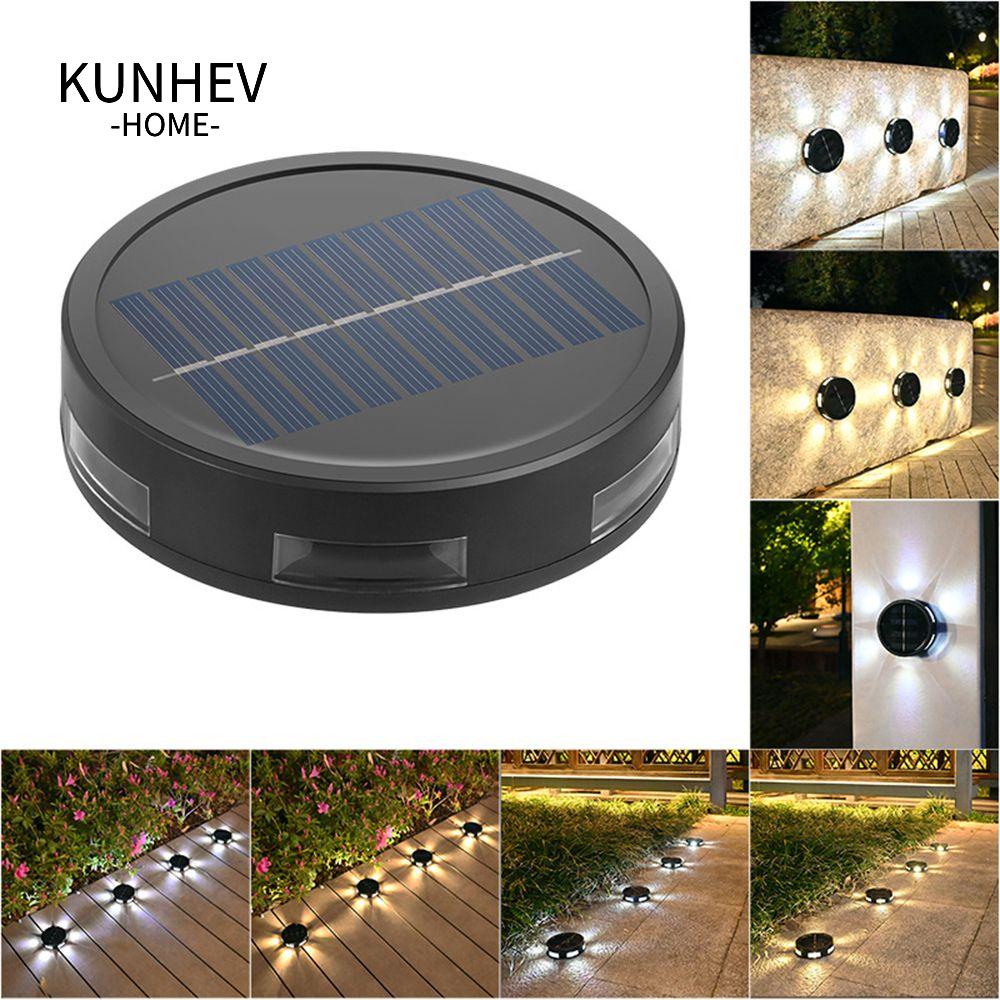 KUNHEV Set 4 Đèn Gắn Tường Trang Trí Sân Vườn Cảm Biến Tự Động Chạy Năng Lượng Mặt Trời