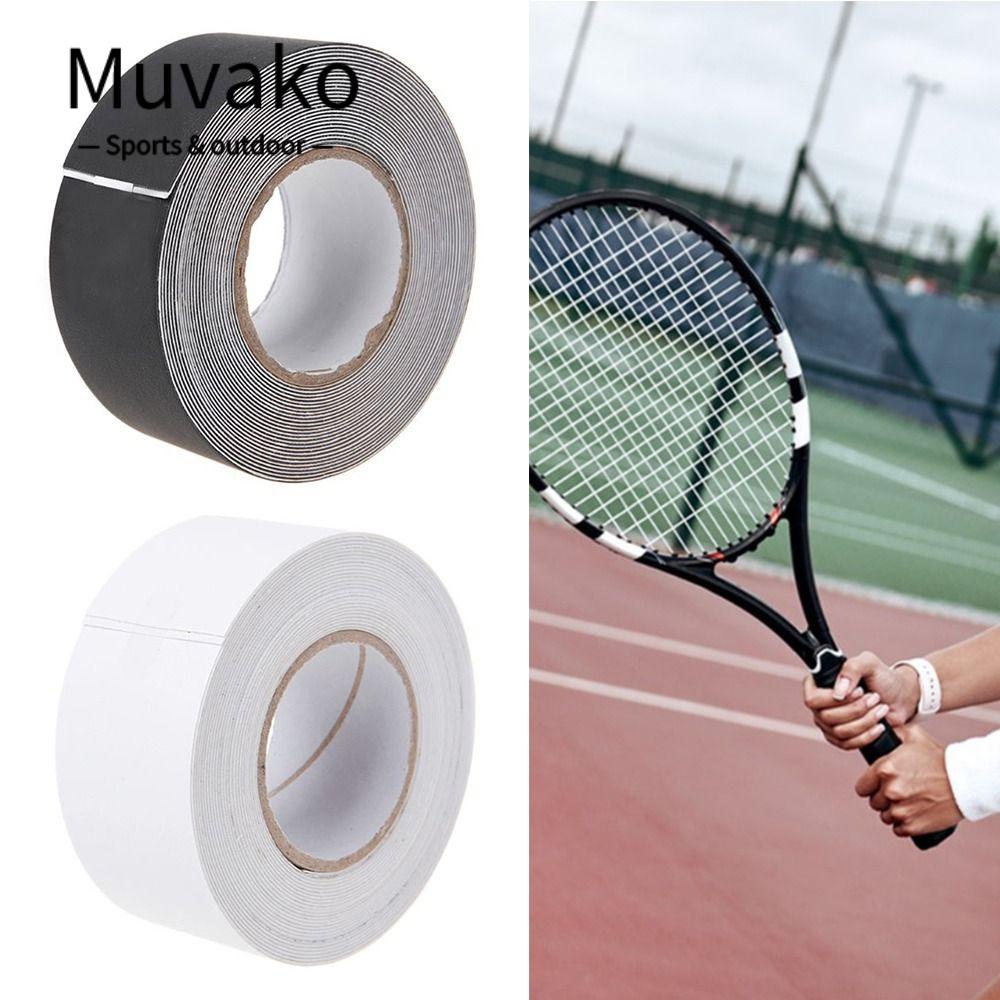MUVAKO Miếng Dán Bảo Vệ Vợt Tennis Chống Va Chạm Giảm Va Chạm Màu Trắng Đen