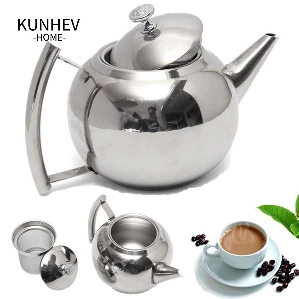 KUNHEV Ấm Trà Dáng Rộng Bằng Thép Không Gỉ Kèm Đồ Lọc Tiện Dụng