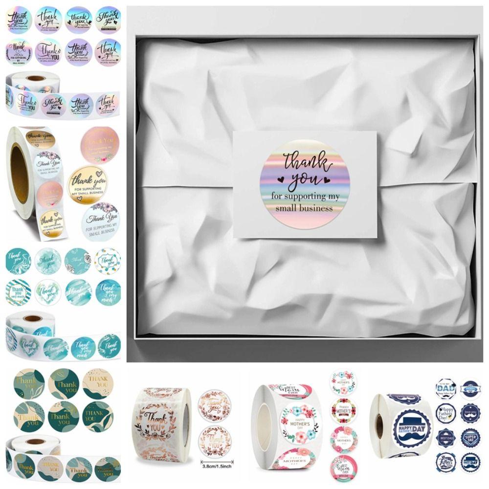 BERNARDO Cuộn Sticker 1.5inch 1.5inch Màu Cầu Vồng In Chữ Thank You Độc Đáo Dùng Trang Trí