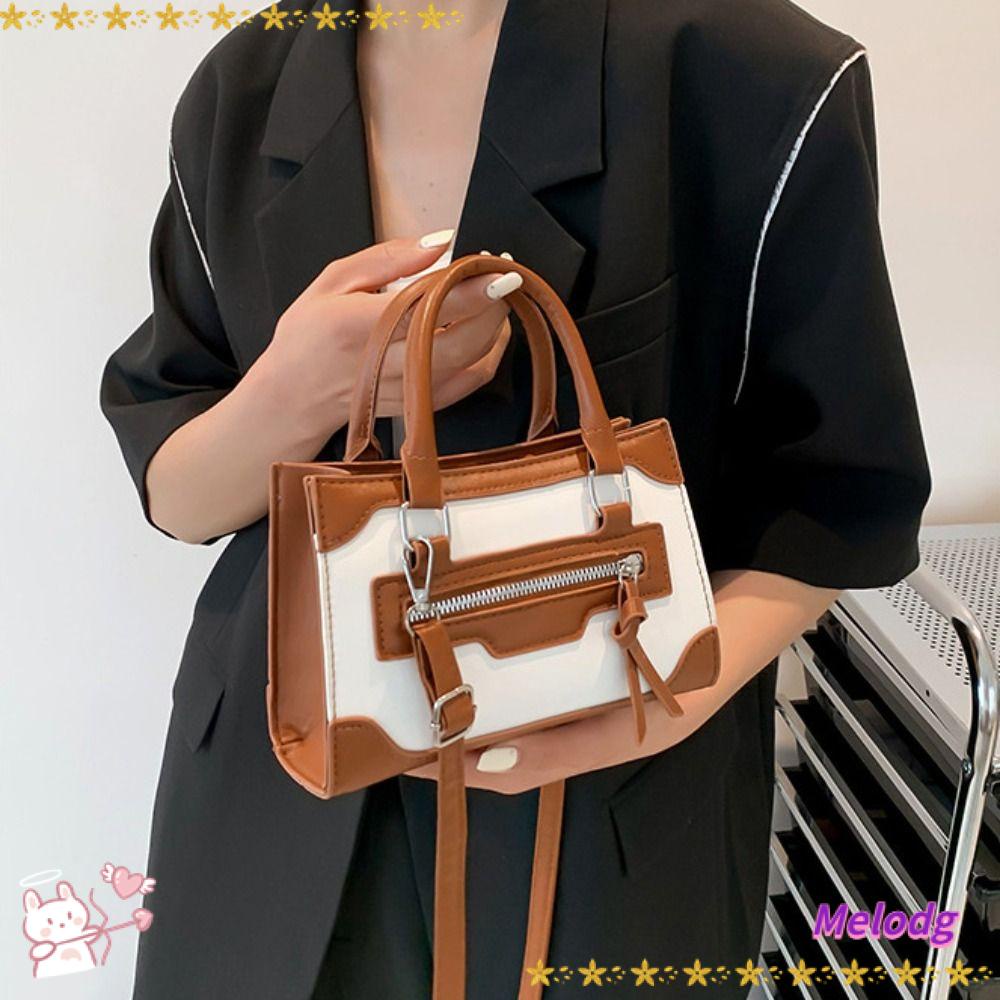 MELODG Túi Đeo Vai / Xách Tay Mini Có Khóa Kéo Màu Trơn Thời Trang Cho Nữ