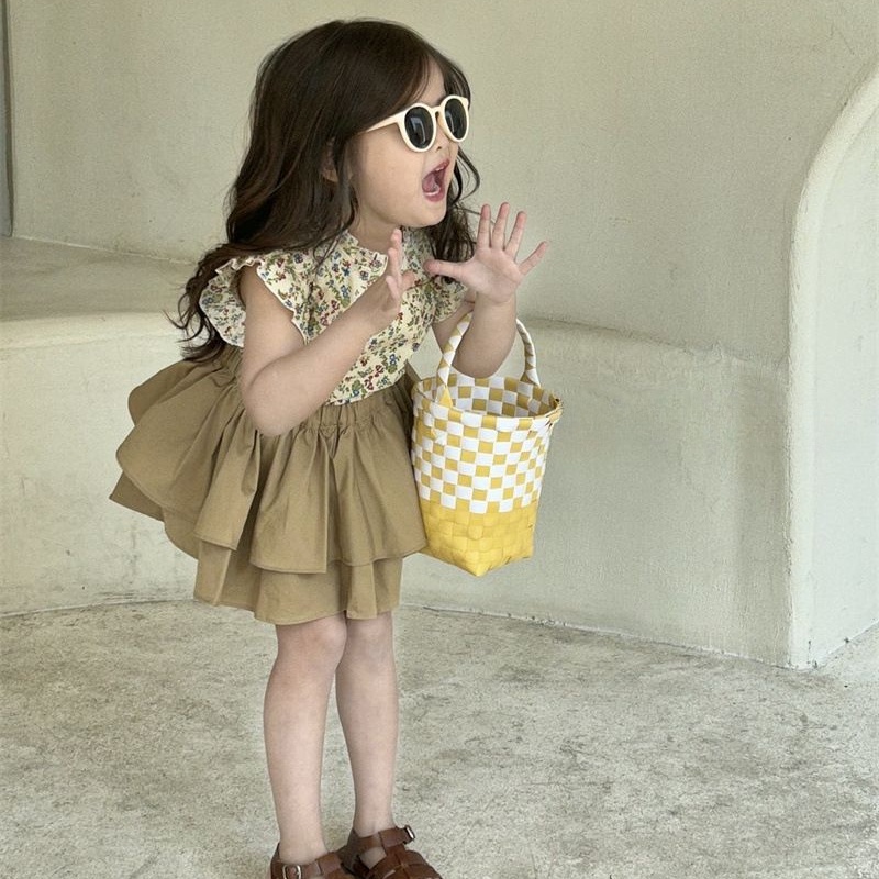 Aiyaya Bộ Áo Hoa + Quần Dài Cho Bé Gái 1-7 Tuổi