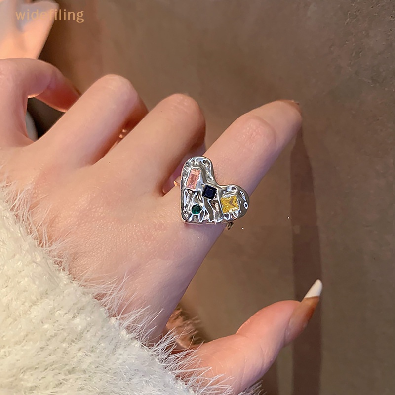 Nhẫn Hở Hình Bướm / Trái Tim Đính Đá Zircon Nhiều Màu Tùy Chỉnh Thời Trang Cho Nữ