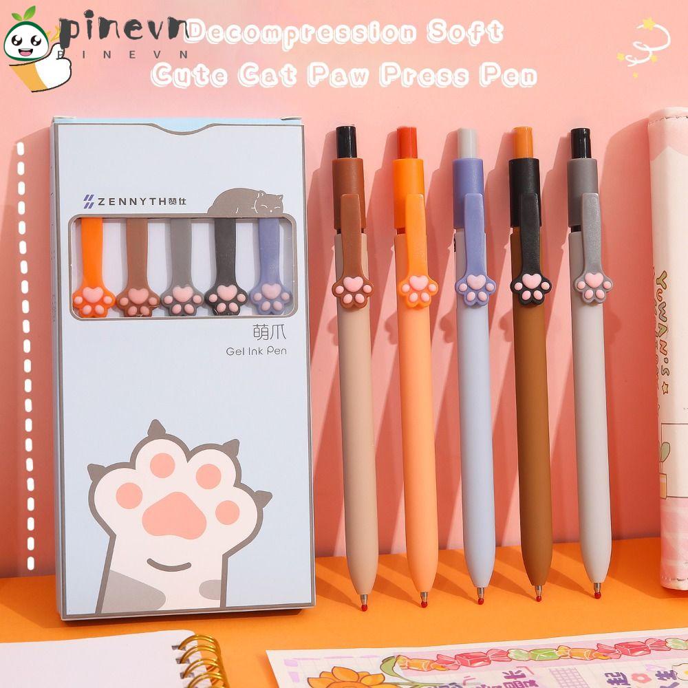 PINEVN Set 5 Bút Mực Đen Kiểu Móng Vuốt Mèo Đáng Yêu