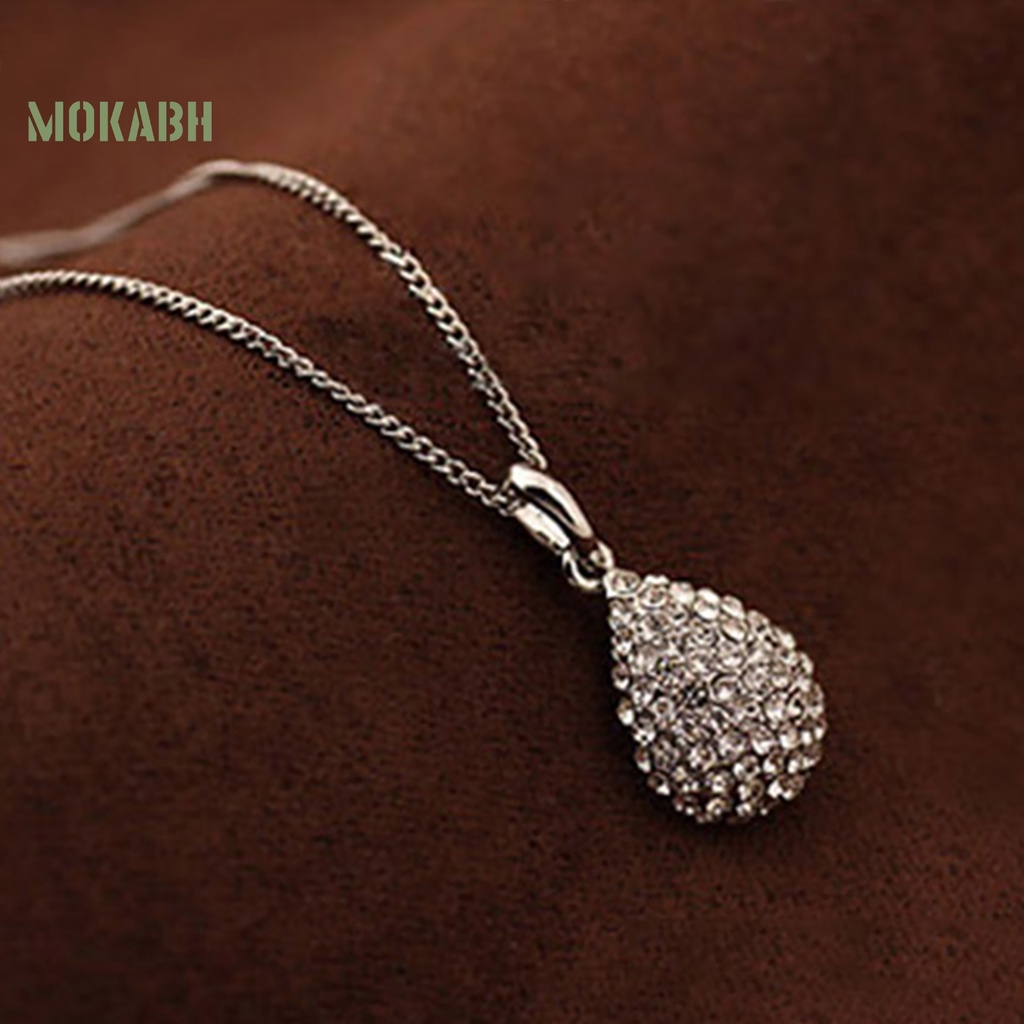 [Mok Abh] Vòng cổ Đính Đá Hình Giọt Nước Có Thể Điều Chỉnh Kích Thước