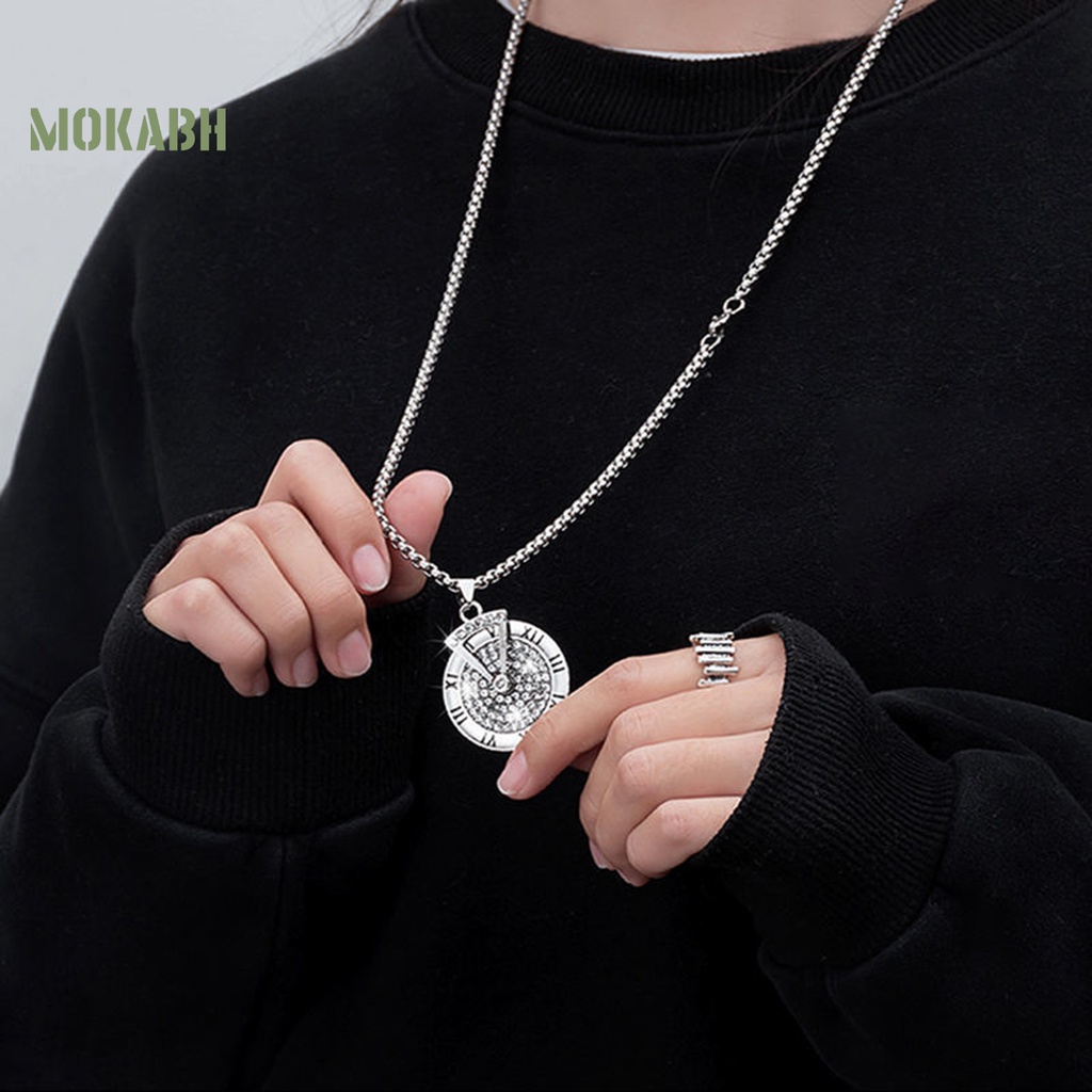 Vòng cổ Mặt Đồng Hồ Xoay Được Không Gây Dị Ứng Phong Cách Hip Hop Thời Trang Cho Nam Và Nữ