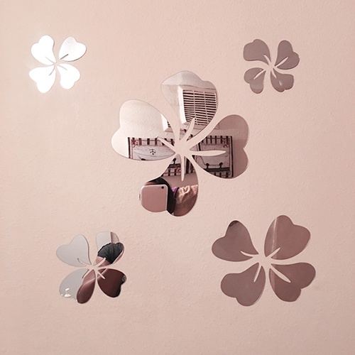 Bộ 5 Miếng Dán Tường Tráng Gương Họa Tiết Hoa 3D Độc Đáo DIY Dùng Trang Trí Nhà Cửa / Văn Phòng