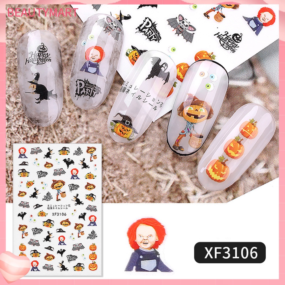 Set 5 Miếng Dán Trang Trí Móng Tay Chủ Đề Halloween Độc Đáo