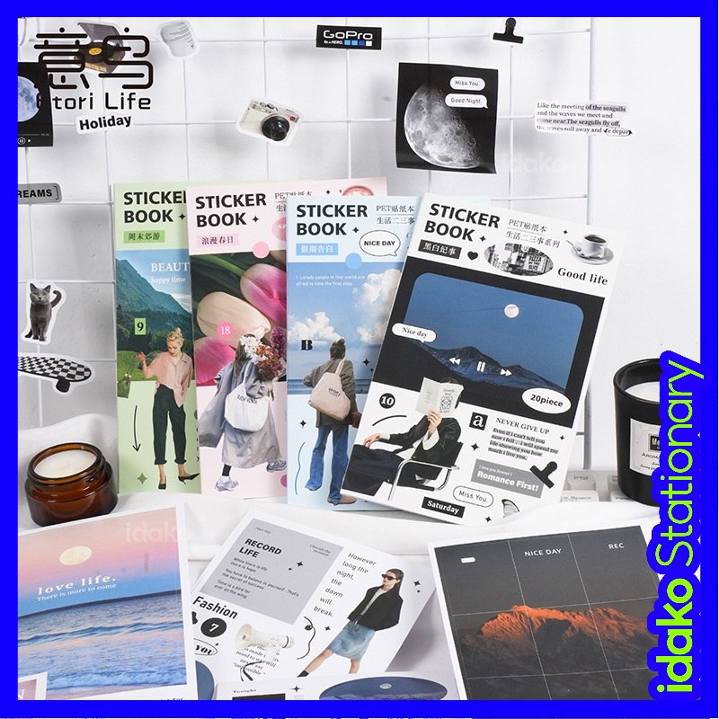 Bộ 20 Sticker Trang Trí Sổ Tay SS555 Phong Cách Hàn Quốc Đơn Giản Xinh Xắn