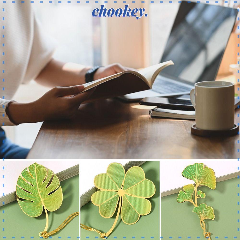CHOOKEY Bộ 3 Thẻ Đánh Dấu Trang Sách Bằng Đồng Thau Hình Hoa Lá