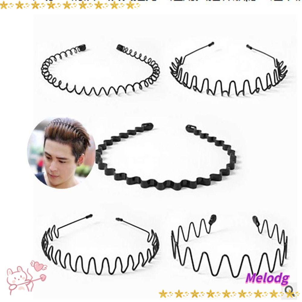 MELODG Set 3 / 5 / 6 / 10 Băng Đô Cài Tóc Đen Gợn Sóng Thời Trang Unisex