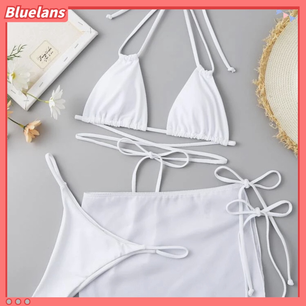 1 Bộ Đồ Bơi Hai Mảnh Bằng Polyester Siêu Mềm Màu Trơn Mau Khô Dành Cho Nữ