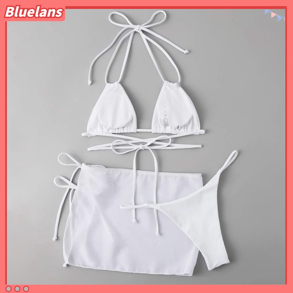 1 Bộ Đồ Bơi Hai Mảnh Bằng Polyester Siêu Mềm Màu Trơn Mau Khô Dành Cho Nữ