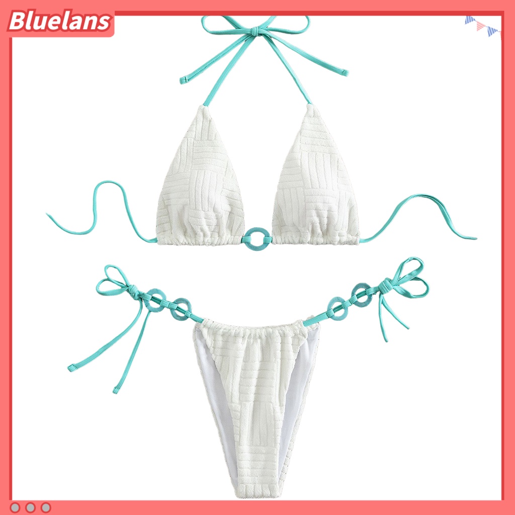 [BLS] Bộ Đồ Bơi 2 Mảnh Có Đệm Ngực Bằng Polyester Dây Đeo Có Thể Giặt Được Kèm Vòng Tròn Phụ Kiện Đi Biển Cho Nữ