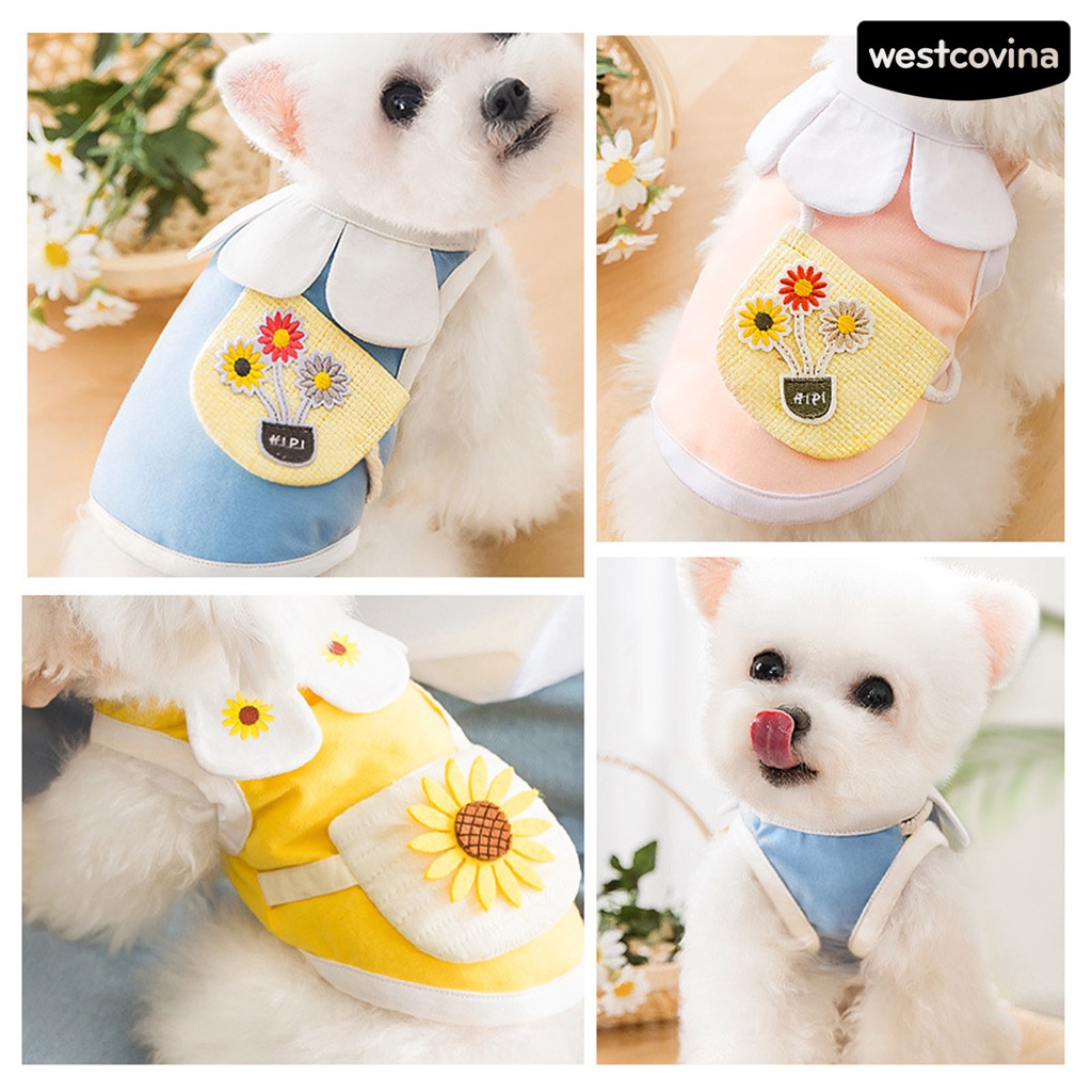 [COD]♞Áo Thun Cotton In Hoa Dễ Thương Thời Trang Mùa Hè Cho Cún Cưng