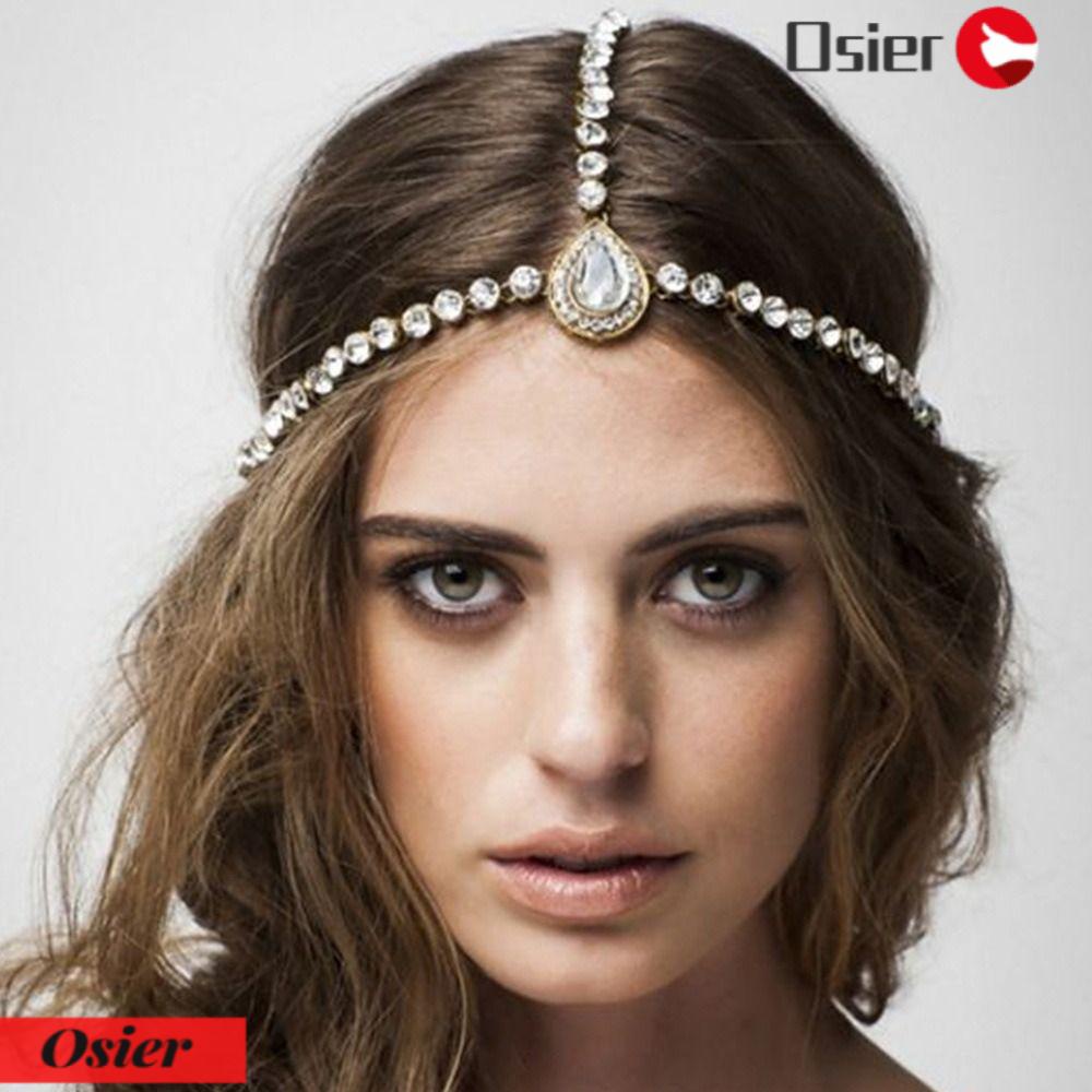 OSIER1 Băng Đô Cài Tóc Dạng Chuỗi Đính Đá Nhiều Màu Sắc Đầy Cá Tính