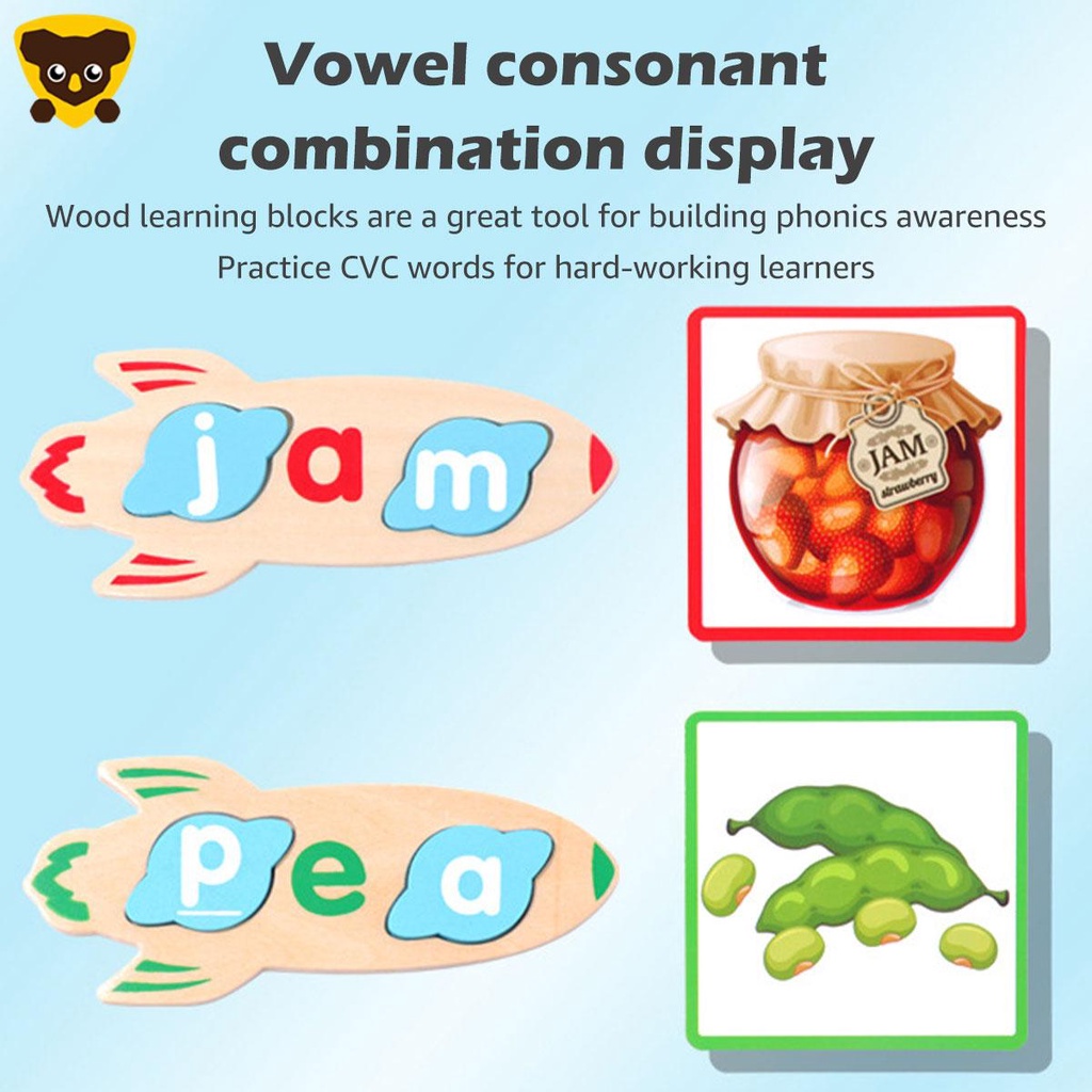 Bộ Đồ Chơi Đánh Vần Bằng Gỗ CVC Kèm Túi Đựng Dành Cho Trẻ Mẫu Giáo SHOPCYC8556