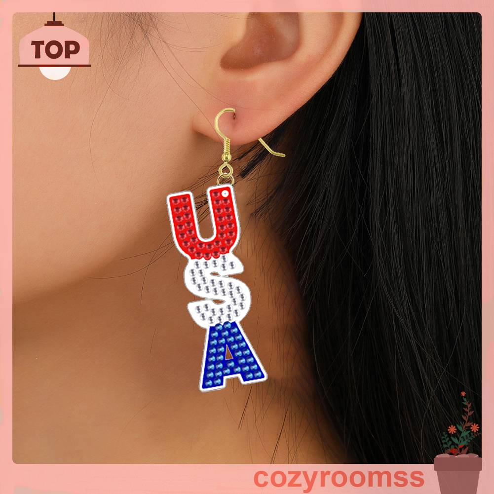 Set 2 Đôi Bông Tai Đính Hạt Kim Cương Giả Hình Dạng Đặc Biệt DIY