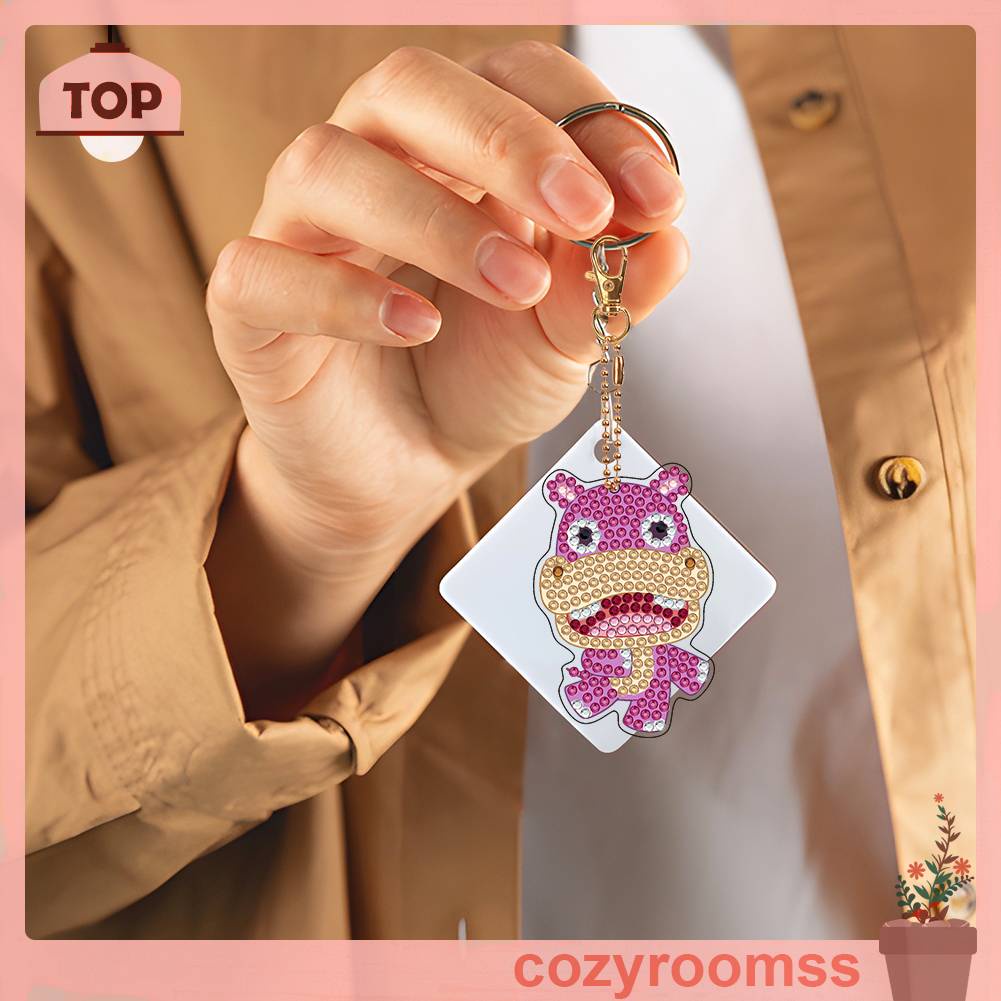 Set 7 Móc Khóa Hình Gấu Trúc Đính Đá 5D Tự Làm Dành Cho Người Mới Bắt Đầu