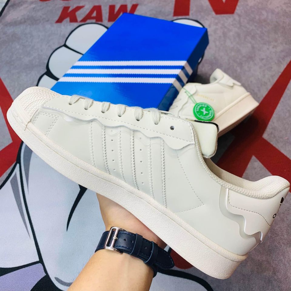 Giày Thể Thao sneaker adidas superstar 2 màu kem sữa kute, Giày das sò kem  nam nữ cao cấp full box