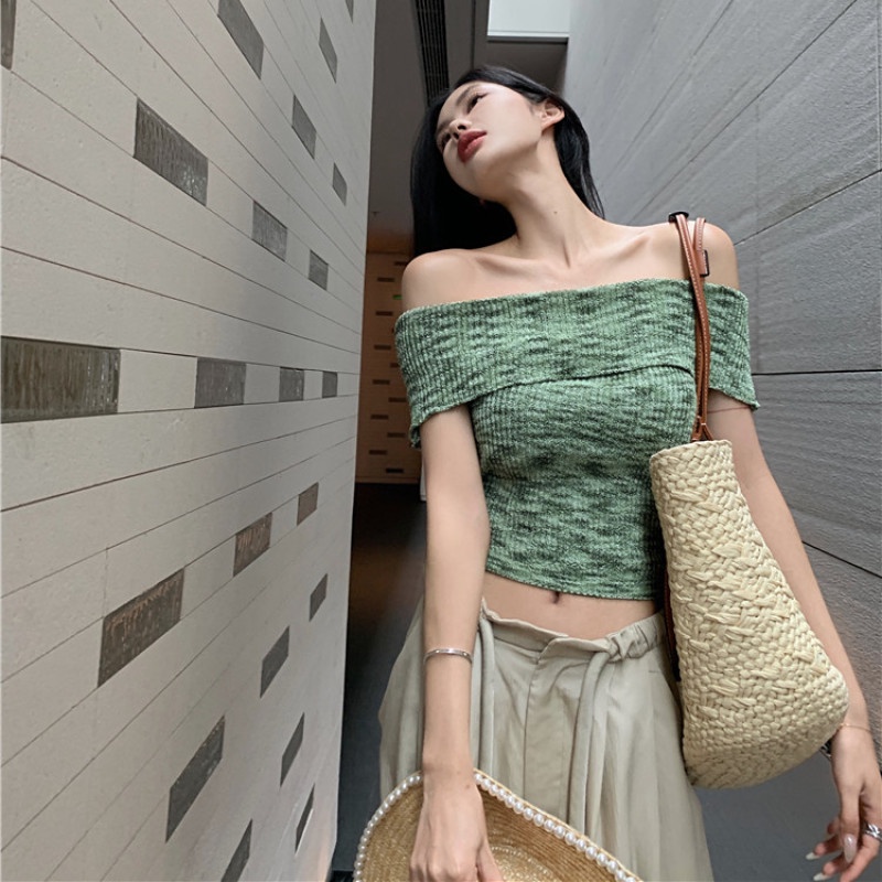 Áo Dệt Kim Trễ Vai Dáng Ôm Co Giãn