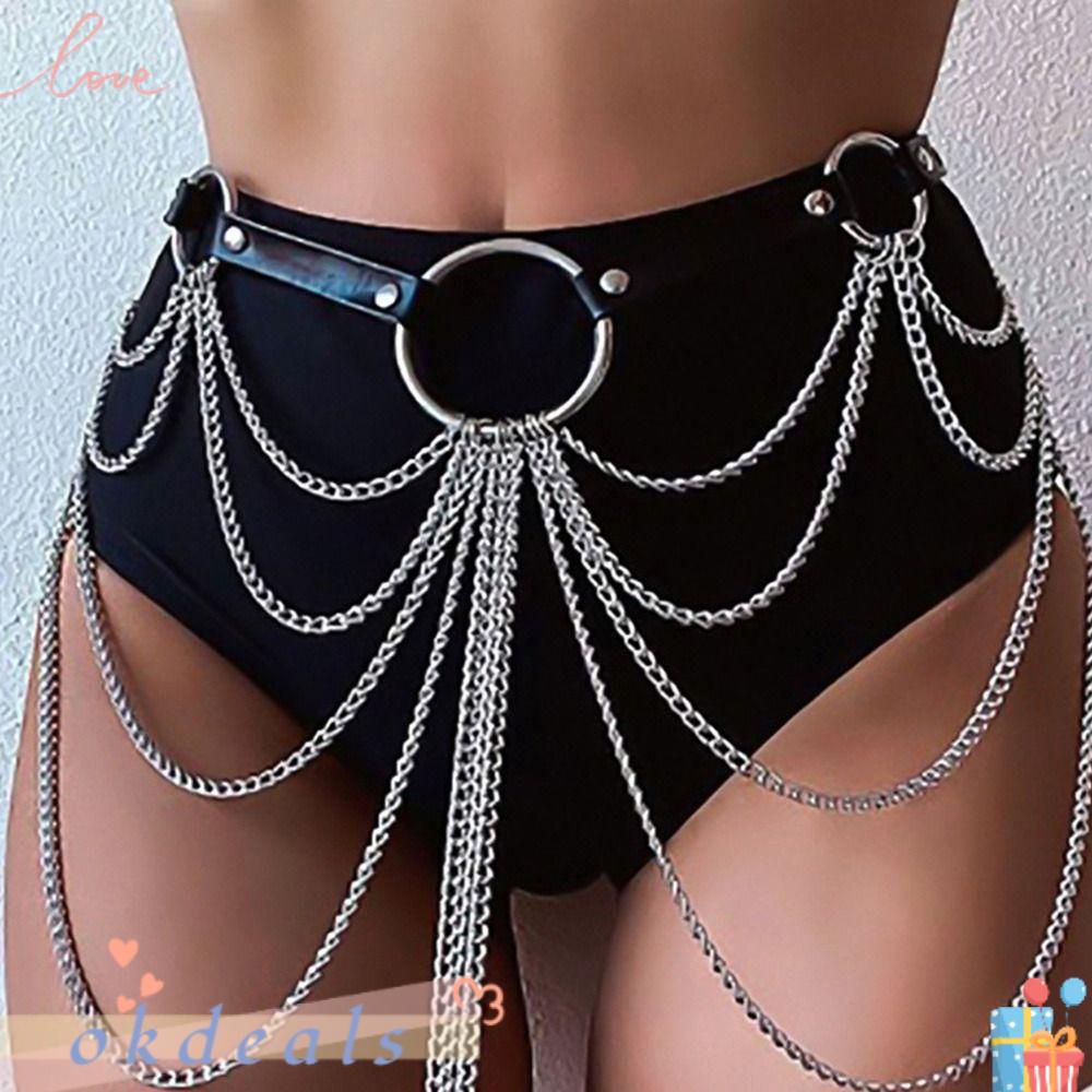 OKDEALS Thắt Lưng Dây Xích Kim Loại Thời Trang