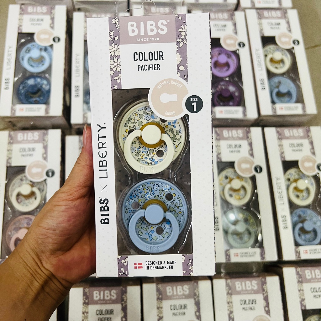 Ti Giả BIBS X LIBERTY Cao su & Silicon Đan Mạch Chính Hãng Cho Bé, TẶNG HỘP ĐỰNG, Chất Liệu Mềm Mại