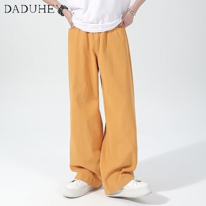 DaDuHey 2023 Fashion Solid Color Loose Casual Pants Men's Summer All-Match Fashion Straight Jeans